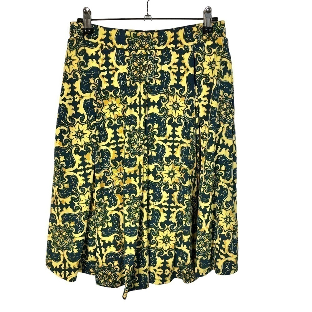 Lularoe Madison Yellow & Blue Pleated Circle Mini Skirt S